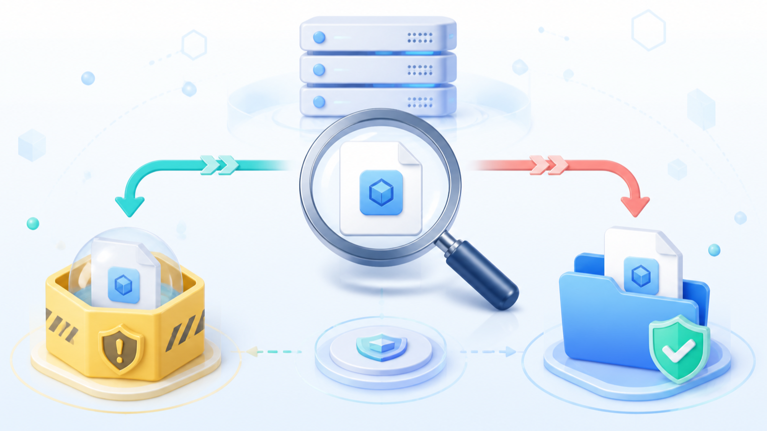 不審なPHPファイルを調査して隔離または正常ファイルへの復元を判断するイメージ
