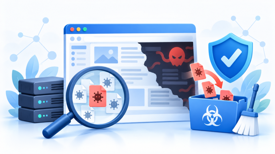 PukiWikiのマルウェア感染を調査し不正ファイルを隔離するイメージ