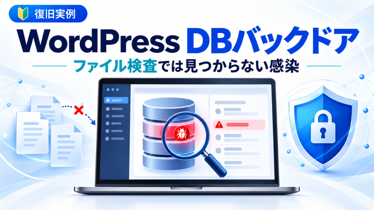 ファイル検査では見つからないWordPressデータベース内のバックドアを調査する復旧実例